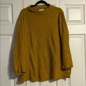 OLD NAVY Size X-Large Mustard Yellow Mock Neck Sweater Wool Blend Tunic Cozy